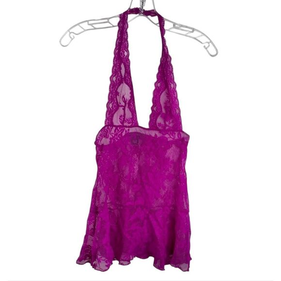 Victoria's Secret Floral Lace Plunge Lingerie Women Extra Small Purple - Picture 3 of 6